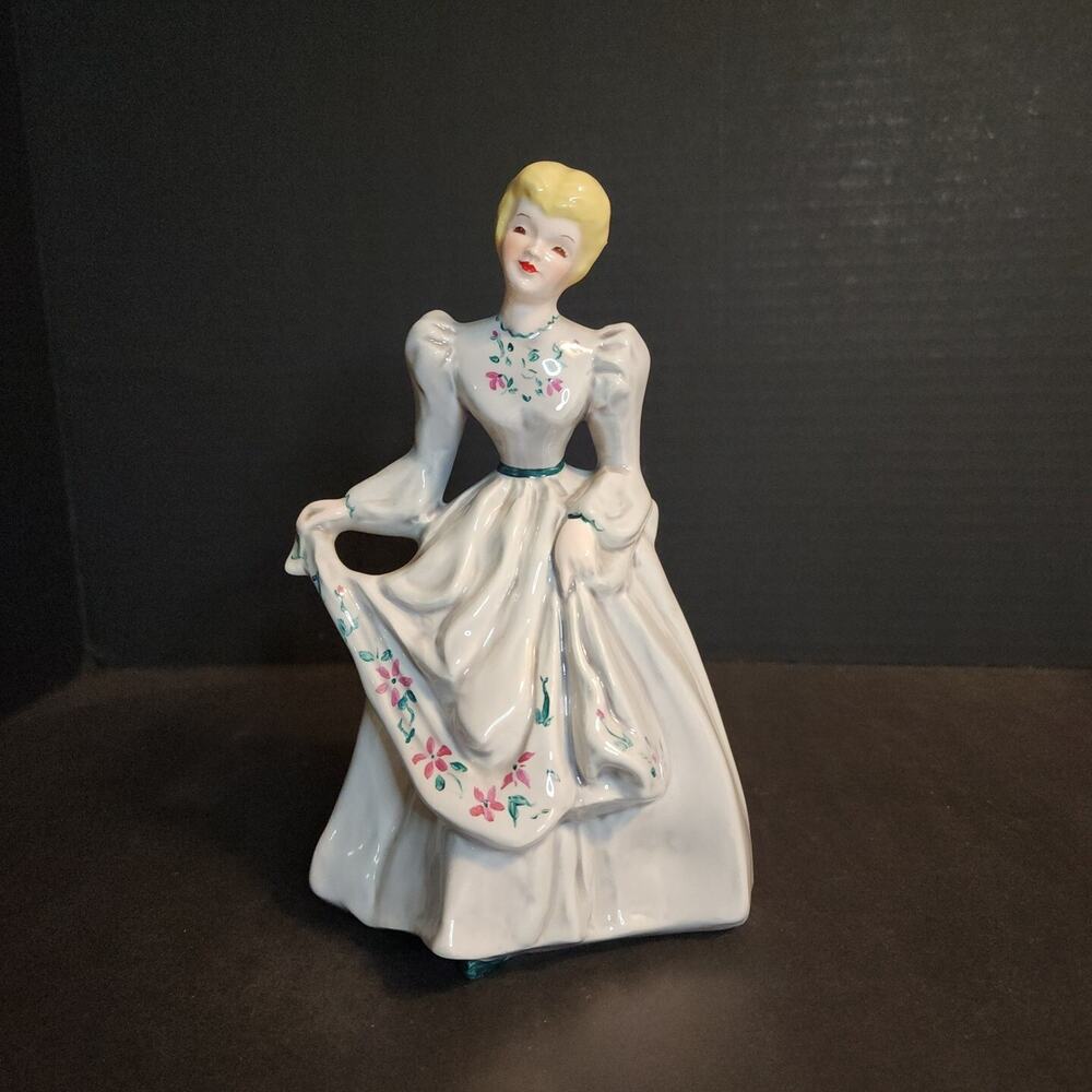 Pasadena California Florence Ceramics Figurine Beth Grey Dress Floral Accents
